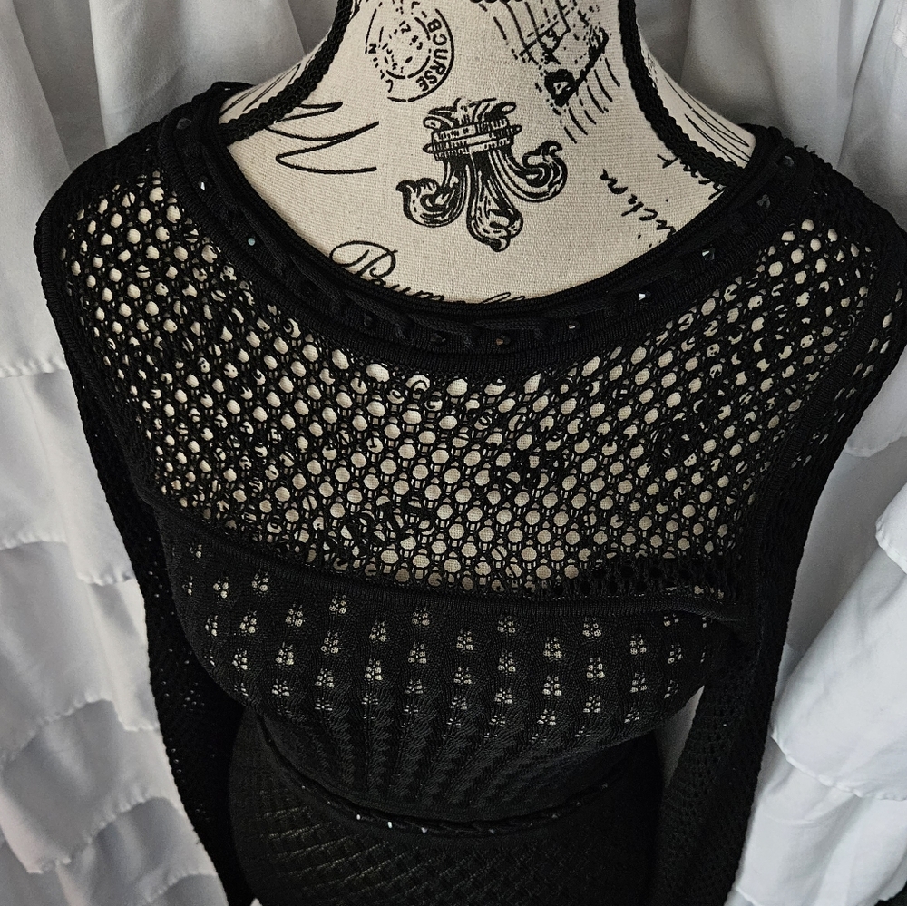 NWOT Venus Crochet Knit Lightly Nude Lined Bodycon Dress - Picture 5 of 14
